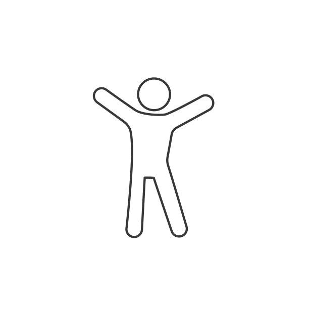 快乐男人线图标。男人举起双臂的图标。矢量图图片下载