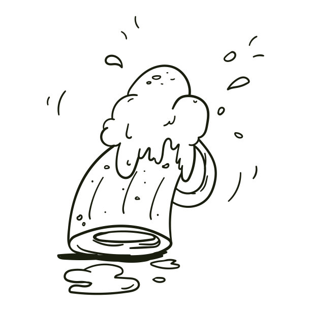 手画泡沫啤酒杯。图片下载