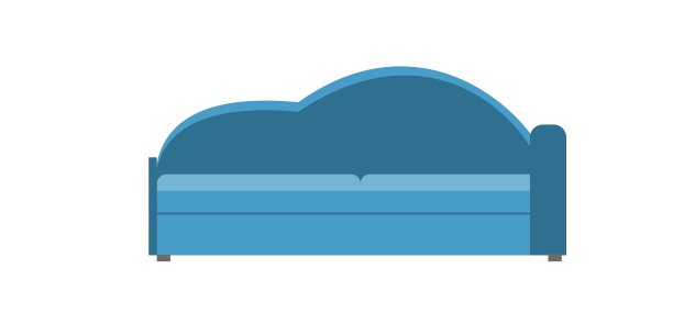 舒适的现代蓝色沙发平面矢量插图孤立图片下载