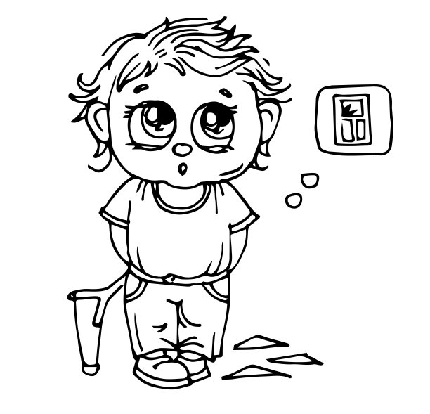 拿着弹弓的男孩。手绘。那个淘气的人打破了窗户。大纲。有趣的图片。物体被隔离在白色背景上。向量。图片下载