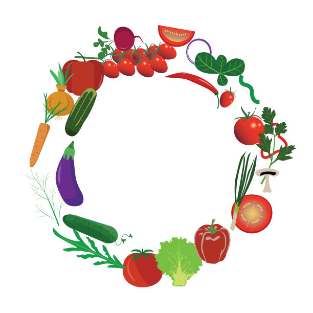 蔬菜健康设计插图有用的横幅，可编辑的颜色和可伸缩的任何大小图片下载