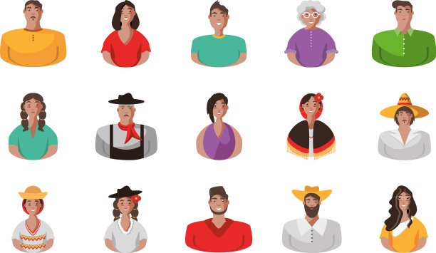 国家拉美裔传统月设置图标图片下载