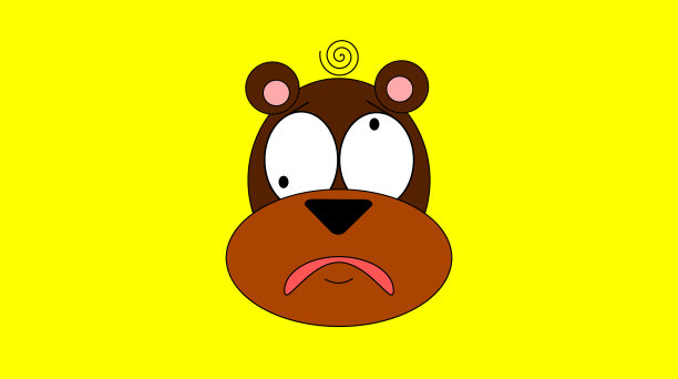 一只脸部晕眩的卡通熊。图片下载