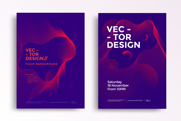 液体海报设计模板在双色调梯度图片下载