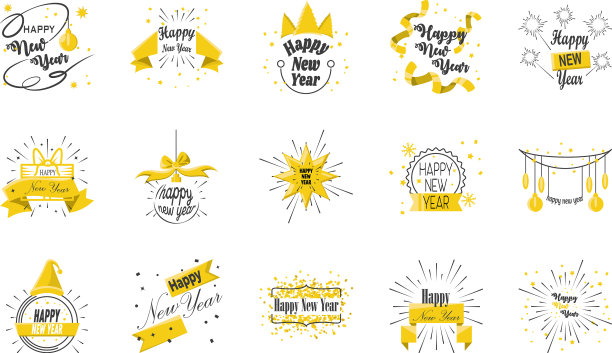 新年快乐详细样式集图标图片下载