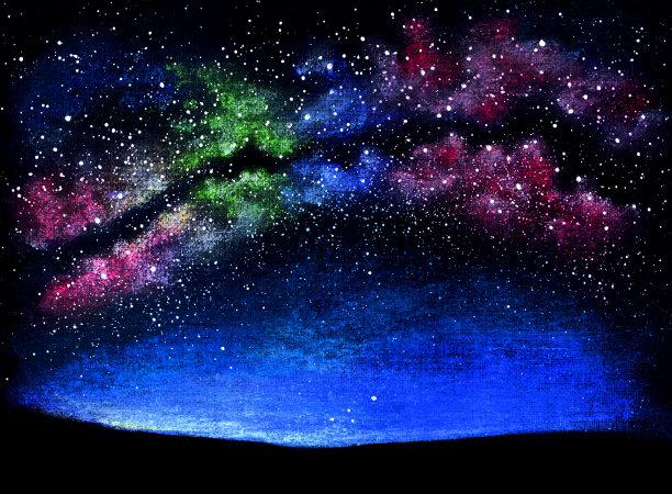 银河在纸上画蜡笔图片下载