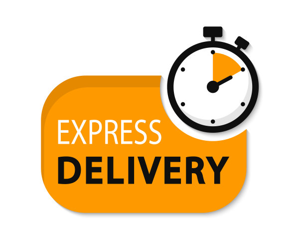 快递的标志。计时器图标与铭文为快速服务。交付的概念。快速交付。快速航运图标。矢量插图。图片下载