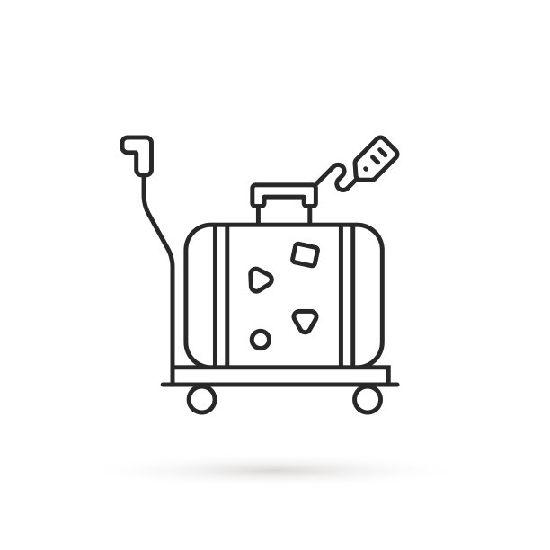 黑色细线行李运输图标图片下载