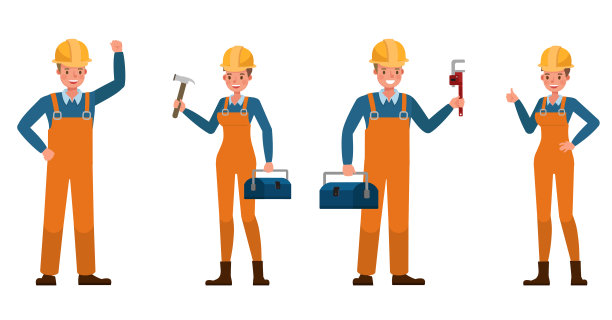 构建人工作的性格矢量设计。表现在各种带有情感的动作中。图片下载