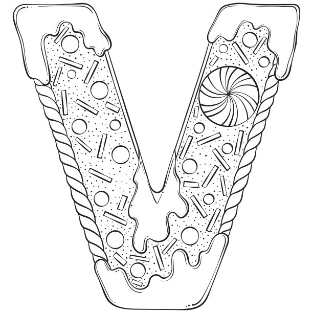 字母姜饼，字母v图片下载