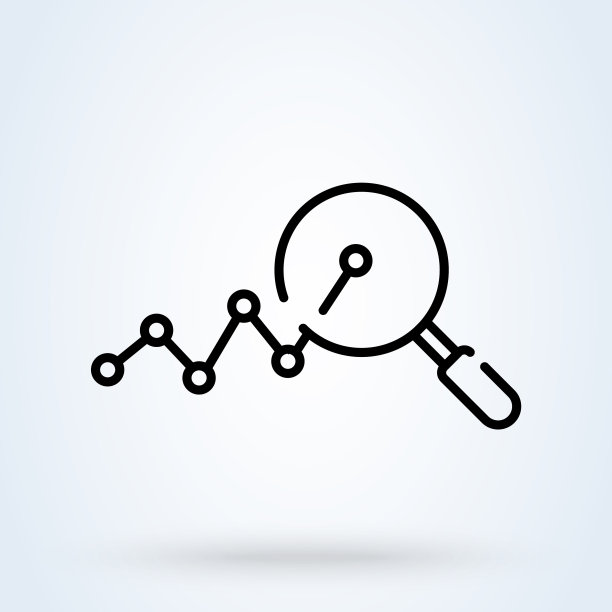 数据分析和放大镜标志线图标图片下载