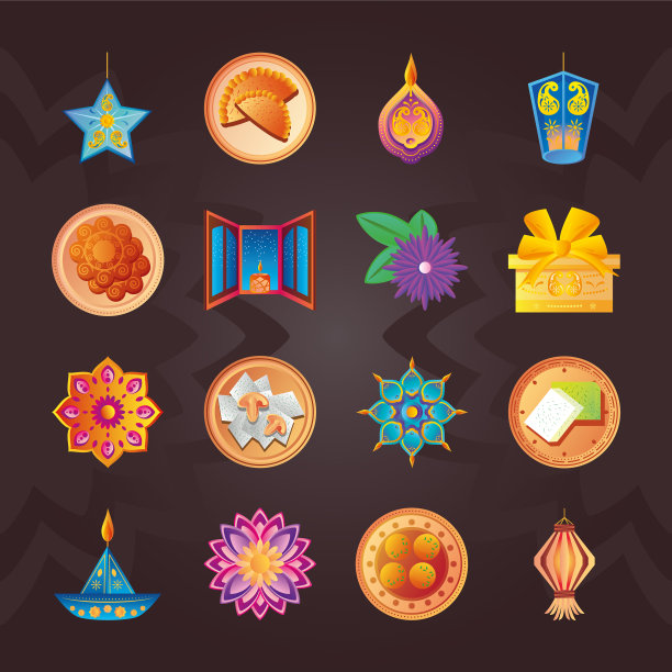 排灯节详细风格图标收集图片下载