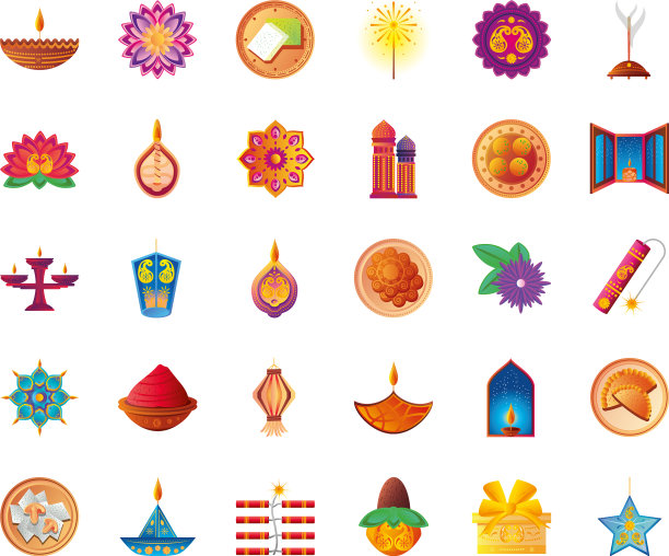 排灯节详细风格30图标集设计图片下载
