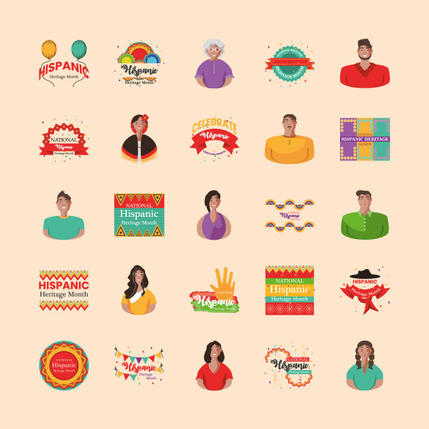 国家拉美裔传统月标志设置图片下载