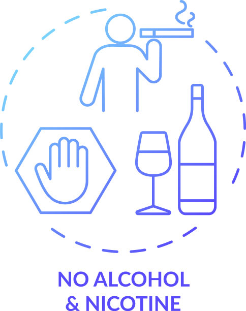没有酒精和尼古丁蓝色梯度概念图标图片下载