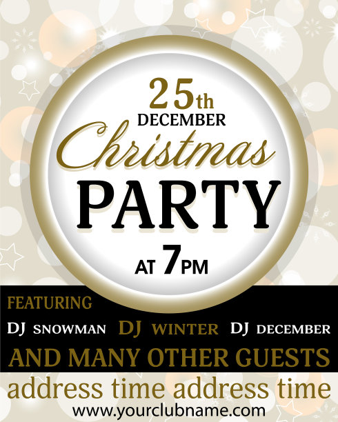 圣诞派对邀请复古模板图片下载