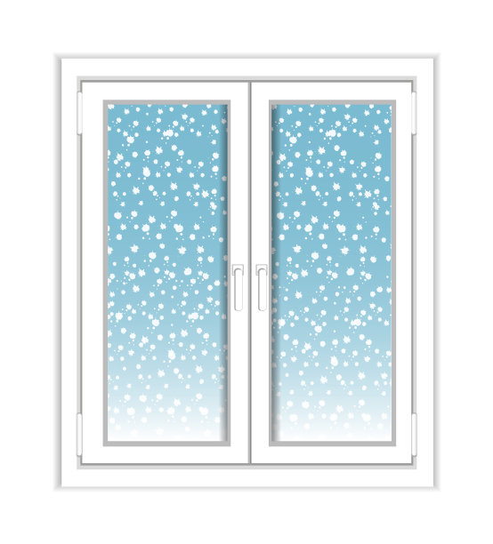 窗户上的雪花覆盖着白色的景色图片下载