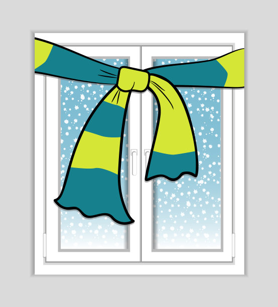 塑料窗外系着围巾是雪图片下载