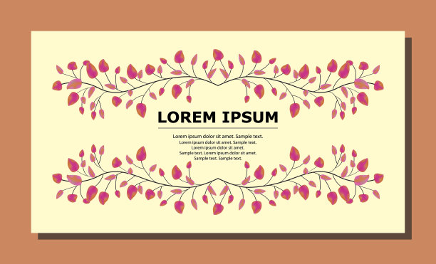 优雅的花框架与枝叶图片下载