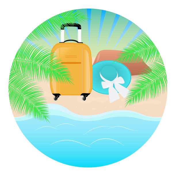 夏季概念圆形背景海景景观图片下载
