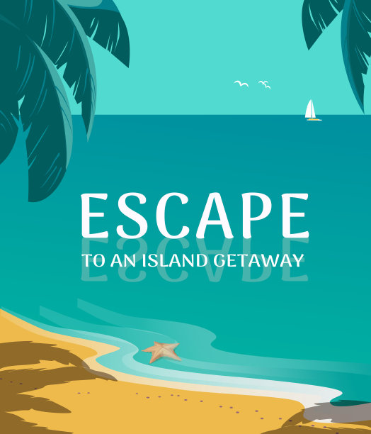 逃到岛度假印刷海报图片下载