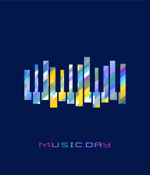 钢琴键盘手绘彩色音乐图标图片下载