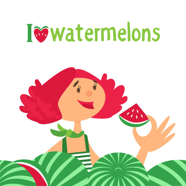 西瓜天可爱平坦的颜色图片下载