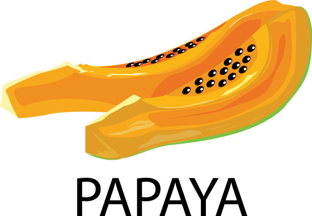 切片成熟的木瓜孤立在白色的背景图片下载