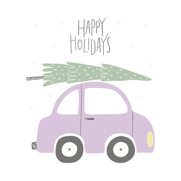 有趣的圣诞汽车卡片图片下载