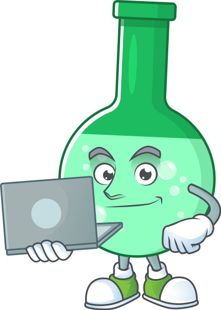 勤勉绿色化工瓶吉祥物设计图片下载