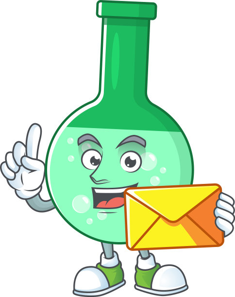 可爱的脸绿色化工瓶吉祥物设计图片下载