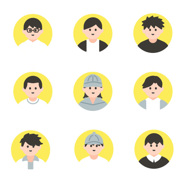 插图材料上半身男性图标设置图片下载