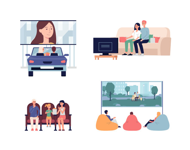 人们在电影院和家里看电影图片下载