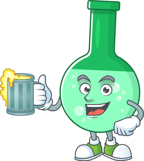 欢乐绿色化工瓶吉祥物式土司图片下载