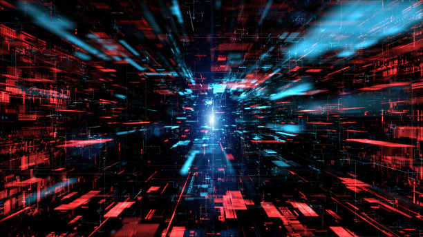 数字网络空间和数字数据网络的连接概念。传输数字数据高速互联网，未来技术数字抽象背景概念。三维渲染图片下载