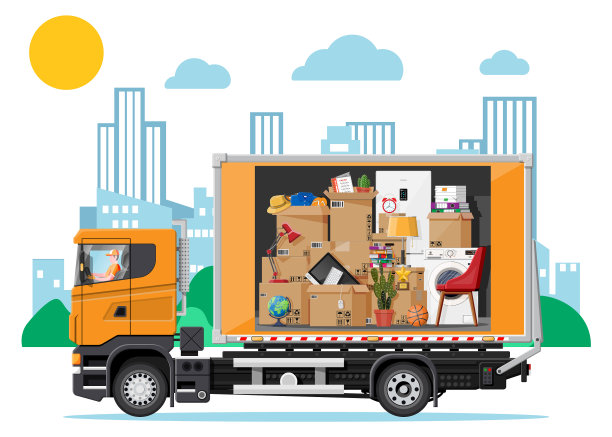 送货卡车里装满了家庭用品图片下载