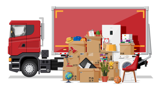 送货卡车满载家庭用品图片下载