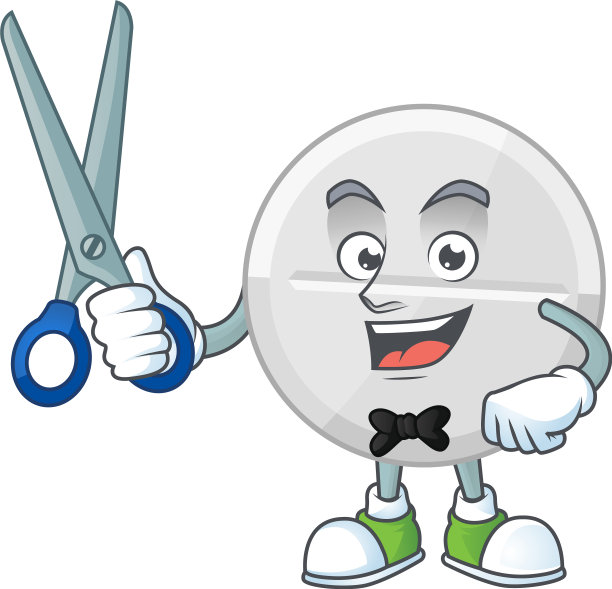 可爱的理发师白色药丸卡通风格的剪刀图片下载