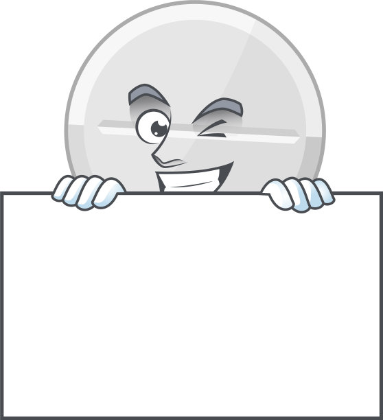 鬼鬼祟祟的白色药丸卡通藏在一个板后面图片下载