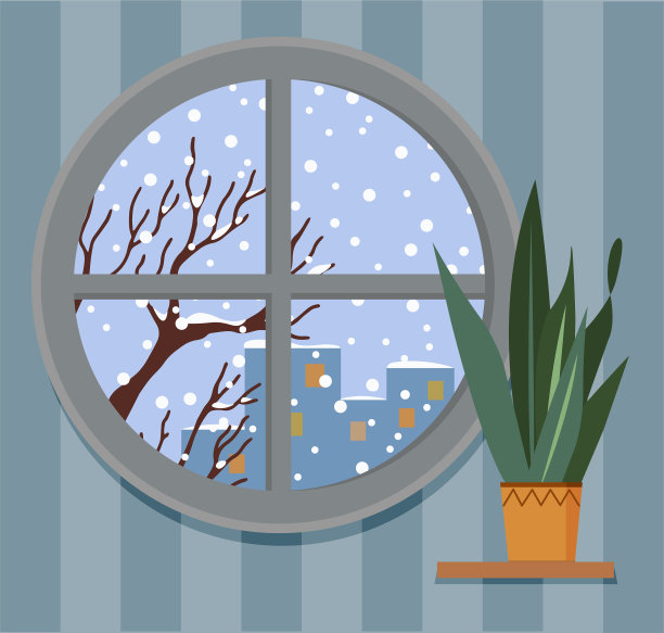 冬天的窗户，有景色图片下载