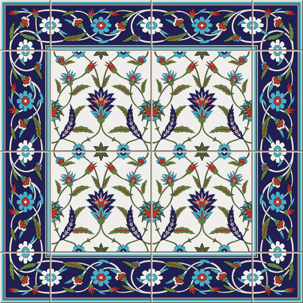 华丽的无缝瓷砖和边界图案图片下载