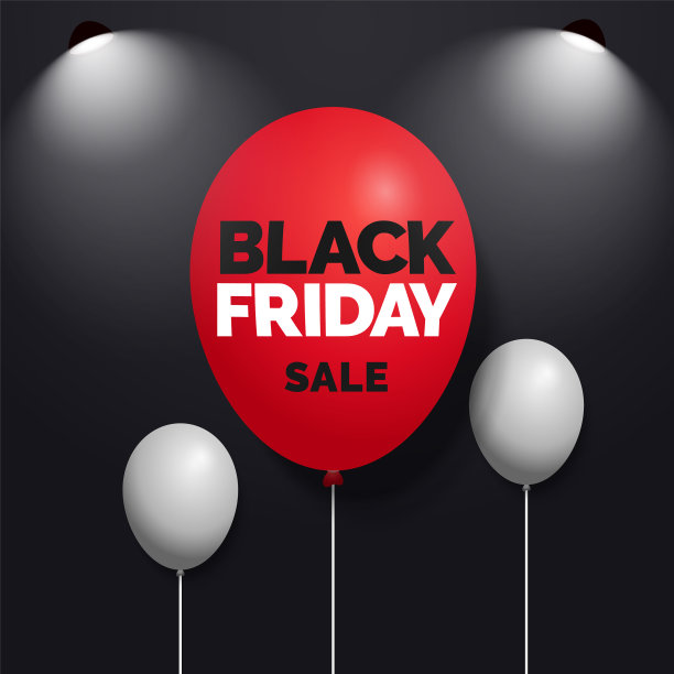 黑色星期五的促销文字与红色气球图片下载