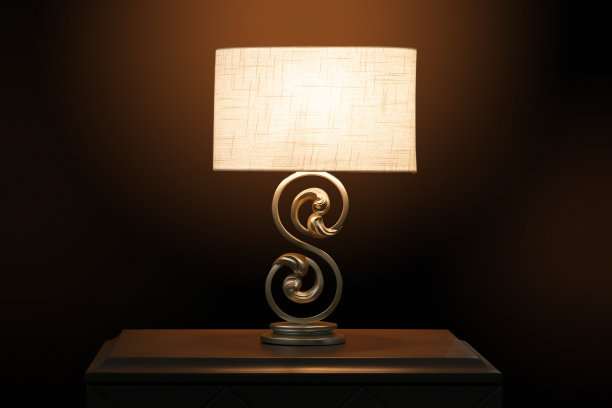 S形复古风格床头灯发光。图片下载