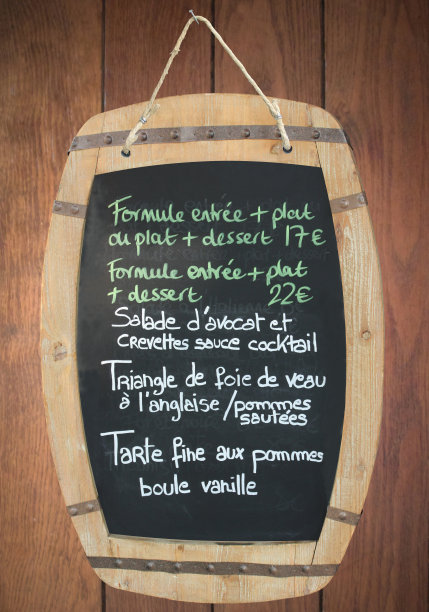 门面石板上的菜单手写法式烹饪图片下载
