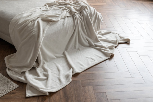 卧室内部碎片与柔软的毯子图片下载