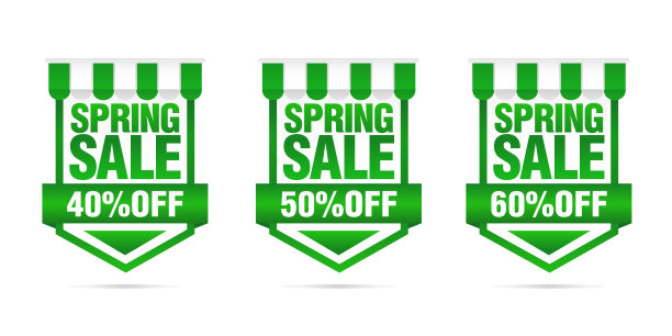 购物出售。一套春季特价绿色徽章四折，五折，六折图片下载