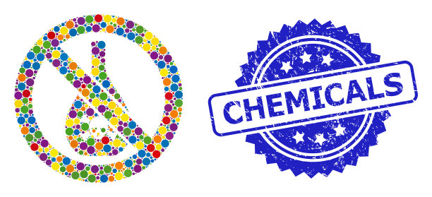 垃圾化学印章和彩色拼贴画图片下载
