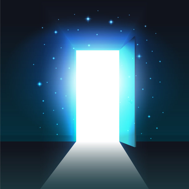 光线从打开的门，一个黑暗的房间抽象图片下载