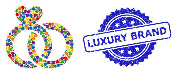 奢侈品牌Grunge邮票印章和彩色图片下载