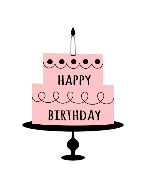 蛋糕和生日快乐隔白相望图片下载